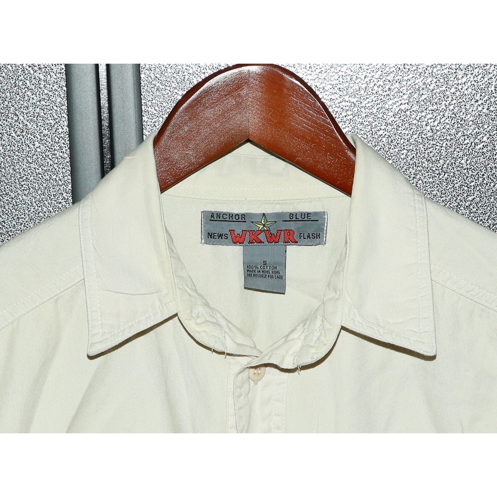 VTG Y2K Anchor Blue WKWR Shirt Men's Sz Sm, Beige, Button Up, 100% Cotton - Picture 3 of 3